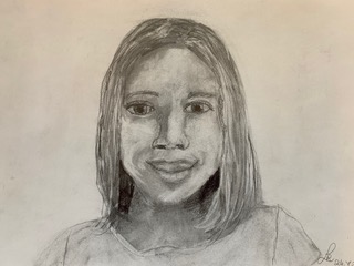 Lisa, Selbstportrait, Bleistift mit Graphitpulver